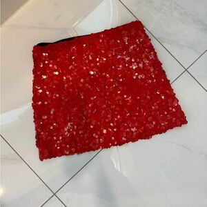 Zara Red Sequin Mini skirt
